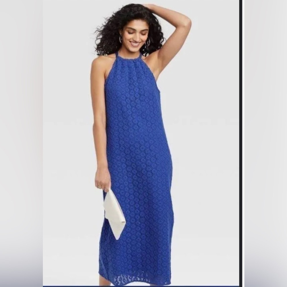 A New Day Crochet Sleeveless Dress Blue XS